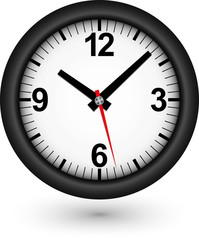 Black clock icon, vector illustration