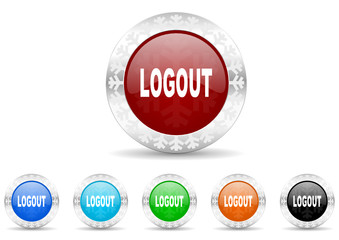 logout icon christmas vector set