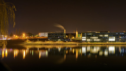 Fototapeta na wymiar Faculty of Medicine in Maribor by night, long exposure