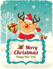 Christmas reindeer and greeting card design