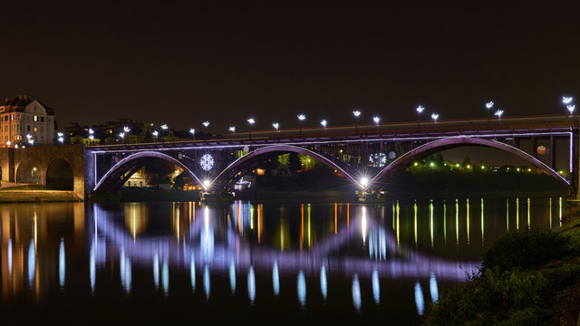 Bridge In Maribor, Long Exposure By Night