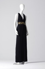 full-length Mannequin dressed in black evening gown