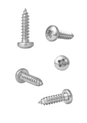 Screw in different angles on white background
