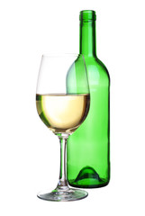 White wine concept on the isolated background