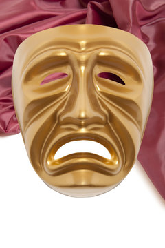 Golden dramatic  theatrical mask