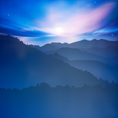abstract background with mountains and sunrise