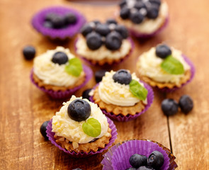 Delicious tart with whipped cream, mascarpone  and blueberry