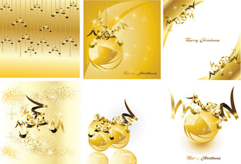 Golden christmas design set. Vector illustration.