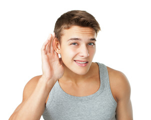 Young man listening carefully