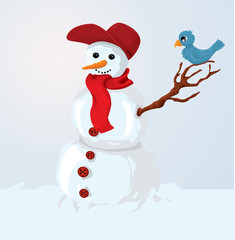 snowman and bird