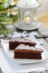 Danish traditional christmas. Chocolate cake