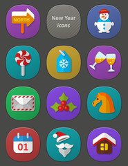 Set of flat icons. Christmas & New Year theme. EPS 10 + jpg