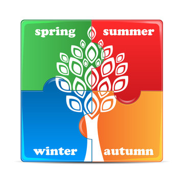 puzzle with the image of seasons.icon times of the year isolated