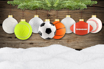 christmas balls of sport row