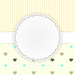 Vector yellow card template with cute hearts