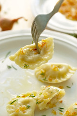 Dumplings with curd cheese and potato filling