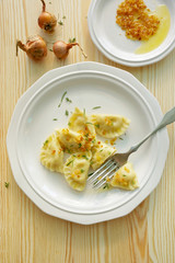 Dumplings with curd cheese and potato filling