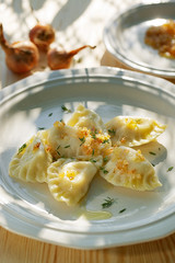 Dumplings with curd cheese and potato filling