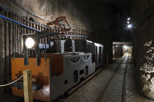 Underground tunnel and machine in the Salt Mine