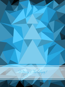 Blue christmas greeting with abstract tree