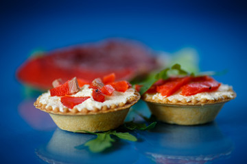 tartlets filled with red fish