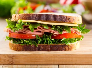 Fotobehang sandwich with bacon and vegetables © Nitr