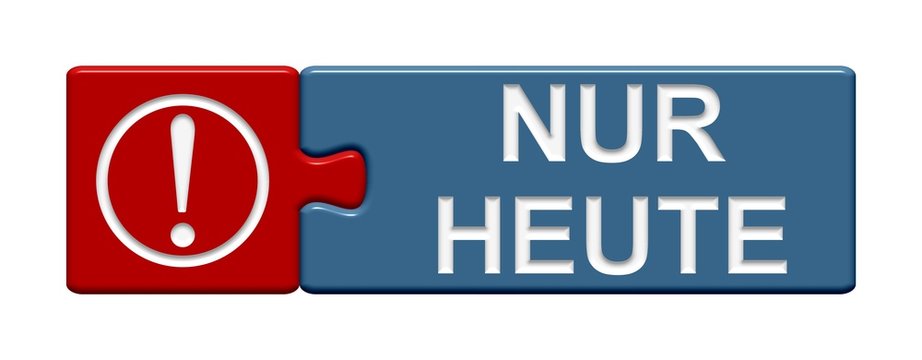 Puzzle-Button rot blau: Nur heute