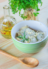 Ravioli in cheese sauce