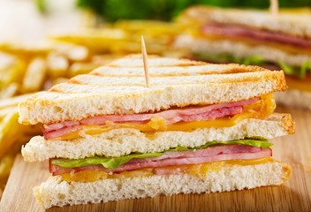 club sandwich with french fries