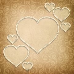 Valentine's Day - hearts on patterned background