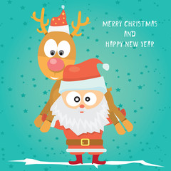 Vector comic cartoon merry christmas greeting card