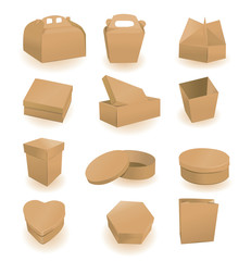 Set of boxes and packages. A vector illustration