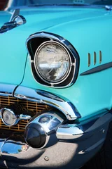 Acrylic prints Turquoise Front Detail of a Vintage Car