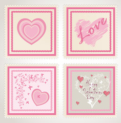 valentine`s day stamps set