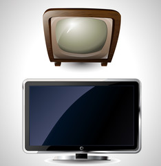illustration of a new and old television