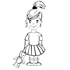 Cute cartoon girl with teddy bear