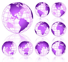 Purple Red Vector Globes