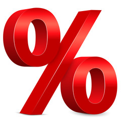 Rabatt – Rotes Prozentzeichen, 3d, Prozent, Icon, Zeichen