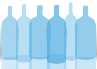 vector illustration with empty glass bottles