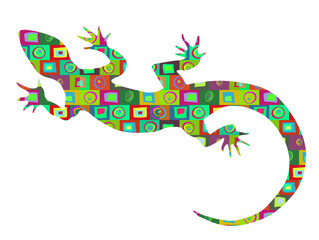 Bright multicolored abstract pattern retro background lizard