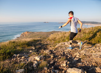 Man practicing trail running