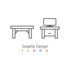 Business icons computer table