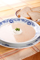 Bean soup with vegetables and bread