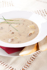 Mushroom soup with cream and potatoes
