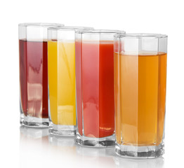 Full glasses with the different juice