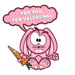 Fototapeta premium Cute Rabbit Valentines Day Gift of Carrot in Vector Format