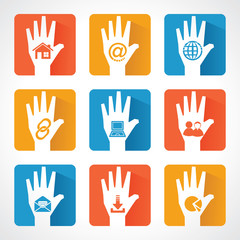 Obraz premium Web icons and design with helping hand stock vector