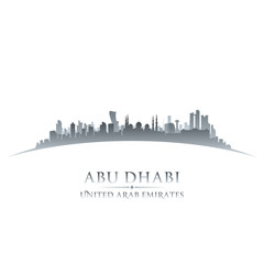 Naklejka premium Abu Dhabi UAE city skyline silhouette white background