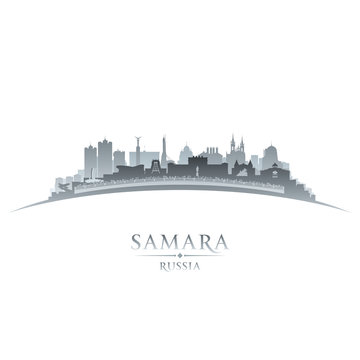 Samara Russia city skyline silhouette white background
