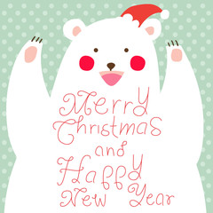 Obraz premium Happy Christmas Bear,greeting card